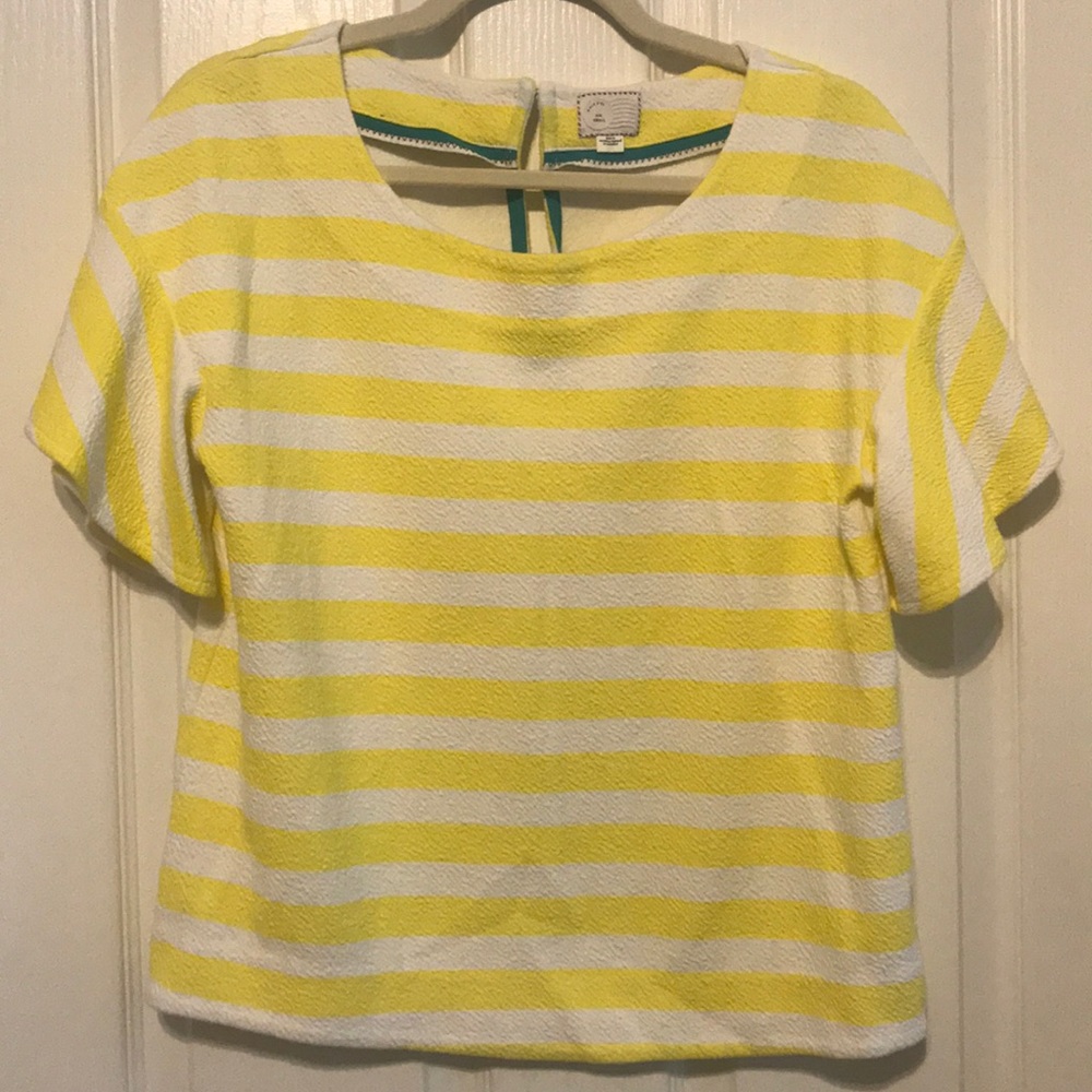 Anthropologie Striped Boxy Flutter Sleeve Shirt